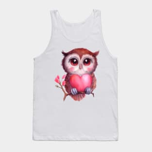 Cute Owl Valentine Heart Tank Top